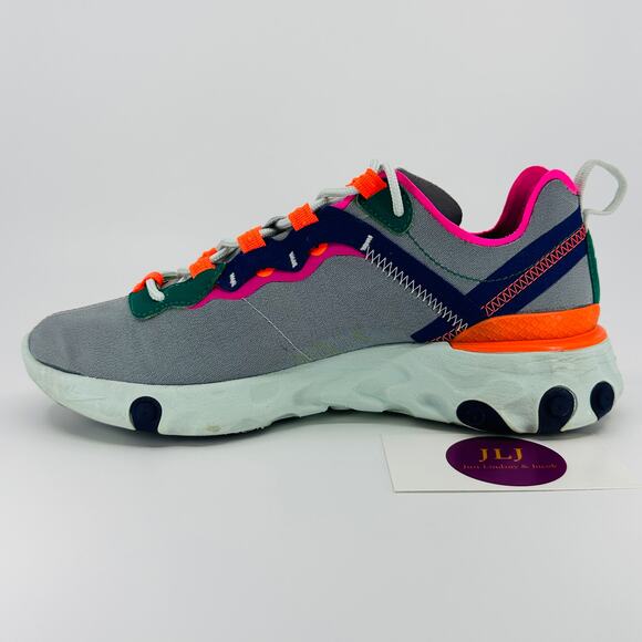 Nike Women's React Element 55 Sneakers 'Wolf Grey Multi-Color' BQ2728-006 Size 7 - Picture 8 of 11